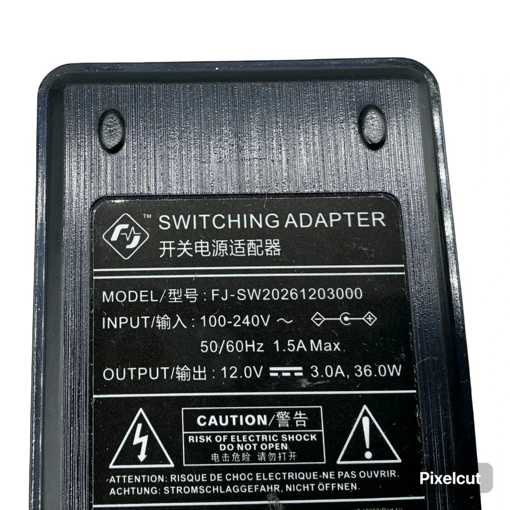 Fujia FJ-SW20261203000 Switching Adapter 12V 3A 36W Power Supply AC DC Cord